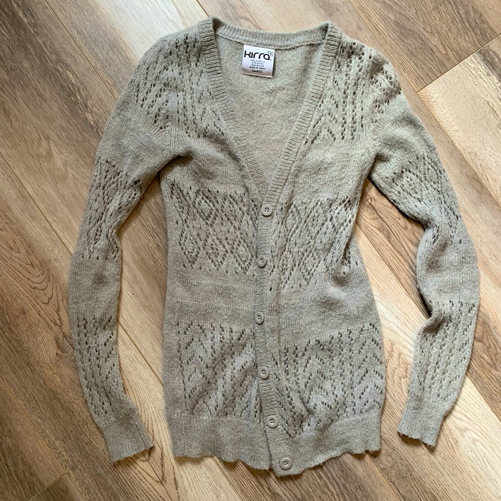 Women’s Small Kirra Varsity style gray sweater cardigan